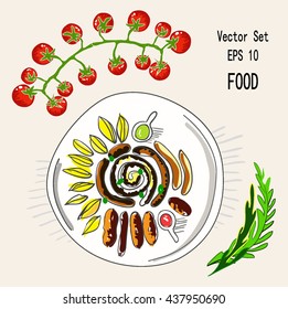 colored food illustration main course