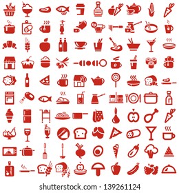 colored food and kitchen icons