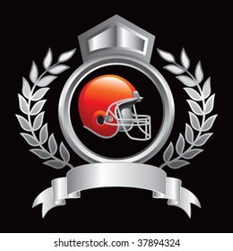 colored football helmet on silver royal crest