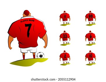 Colored football player with back number vector set illustration suitable for multiple purpose
