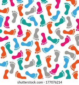 Colored footprints on the white background. Eps 10 vector file.