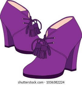 Colored footwear for women, set on white background - ankle boots. Objects, fashion, isolated