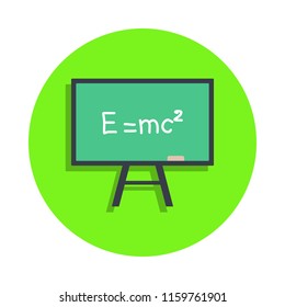 colored formula on the board in green badge icon. Element of science and laboratory for mobile concept and web apps. Detailed formula on the board icon