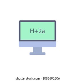 colored formula on the monitor icon. Element of science and laboratory for mobile concept and web apps. Detailed formula on the monitor icon can be used for web and mobile on white background