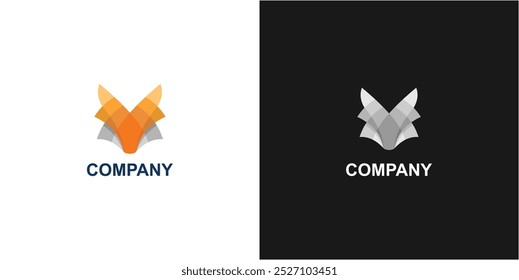 Colored fox illustration logo design colorful