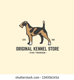 Colored fox terrier logo design template. Vector illustration.