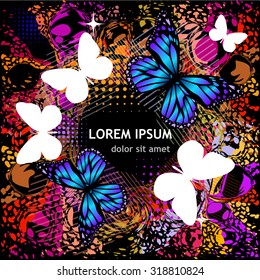 colored frame with butterflies. Vector