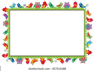 Colored frame for children with birds