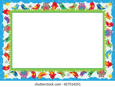Colored frame for children with birds