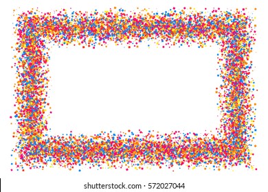 Colored frame isolated on white background. Colorful explosion of  confetti.  Flat design element. Vector illustration,eps 10.