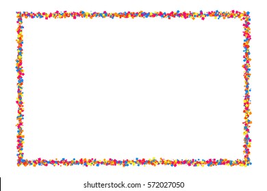 Colored frame isolated on white background. Colorful explosion of  confetti.  Flat design element. Vector illustration,eps 10.