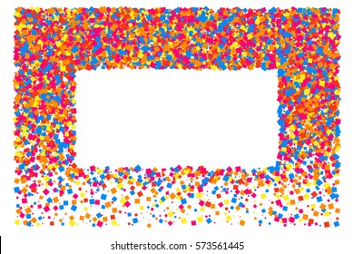 Colored frame isolated on white background. Colorful explosion of  confetti.  Flat design element. Vector illustration,eps 10.