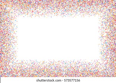 Colored frame isolated on white background. Colorful explosion of  confetti.  Flat design element. Vector illustration,eps 10.