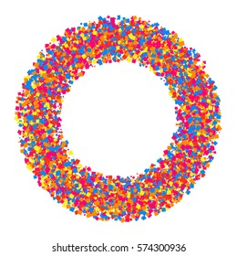 Colored frame isolated on white background. Colorful explosion of  confetti.  Flat design element. Vector illustration,eps 10.