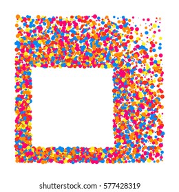 Colored frame isolated on white background. Colorful explosion of  confetti.  Flat design element. Vector illustration,eps 10.