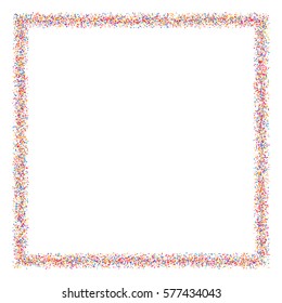 Colored frame isolated on white background. Colorful explosion of  confetti.  Flat design element. Vector illustration,eps 10.