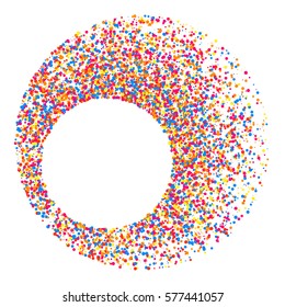 Colored frame isolated on white background. Colorful explosion of  confetti.  Flat design element. Vector illustration,eps 10.