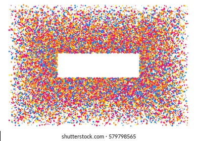 Colored frame isolated on white background. Colorful explosion of  confetti.  Flat design element. Vector illustration,eps 10.