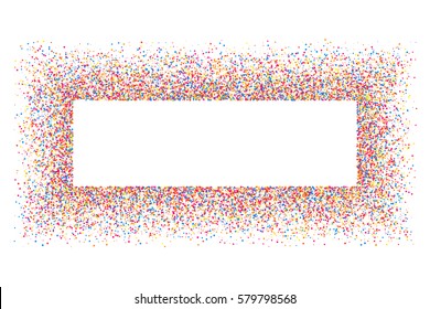 Colored frame isolated on white background. Colorful explosion of  confetti.  Flat design element. Vector illustration,eps 10.