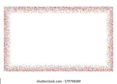 Colored frame isolated on white background. Colorful explosion of  confetti.  Flat design element. Vector illustration,eps 10.