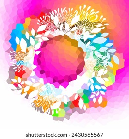 Colored frame with leaves. hand drawing. Not AI, Vector illustration