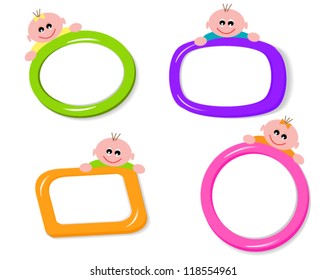 colored frame on a gray background with children