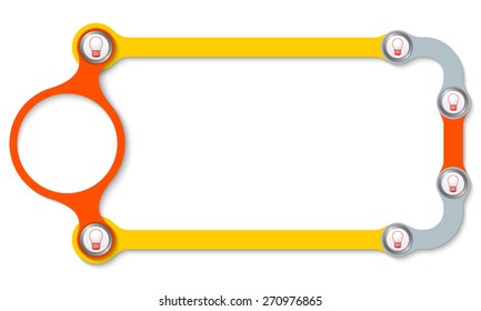 Colored frame with screws and bulb icons