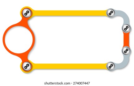 Colored frame with screws and cogwheels