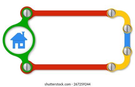 Colored frame with screws and home icon