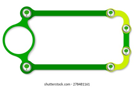 Colored frame with screws and tree symbol