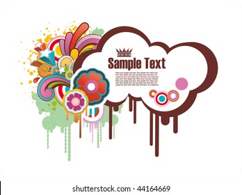 colored  frame for text decorated with flowers