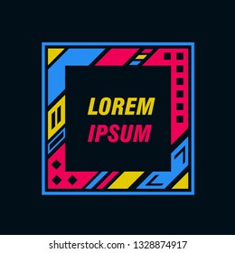 Colored frame for text message on a black background. Element for business cards, invitations, gift cards, flyers and brochures