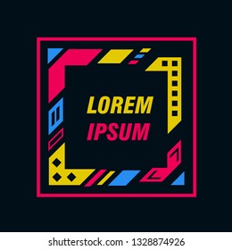 Colored frame for text message on a black background. Element for business cards, invitations, gift cards, flyers and brochures