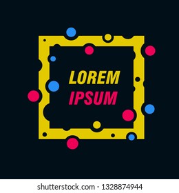 Colored frame for text message on a black background. Element for business cards, invitations, gift cards, flyers and brochures