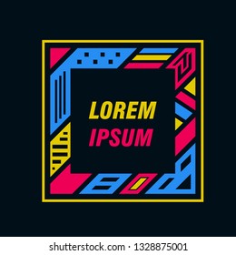 Colored frame for text message on a black background. Element for business cards, invitations, gift cards, flyers and brochures