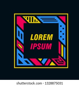 Colored frame for text message on a black background. Element for business cards, invitations, gift cards, flyers and brochures