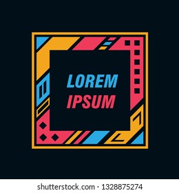 Colored frame for text message on a black background. Element for business cards, invitations, gift cards, flyers and brochures