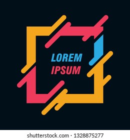 Colored frame for text message on a black background. Element for business cards, invitations, gift cards, flyers and brochures