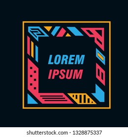 Colored frame for text message on a black background. Element for business cards, invitations, gift cards, flyers and brochures