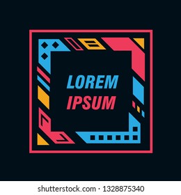 Colored frame for text message on a black background. Element for business cards, invitations, gift cards, flyers and brochures