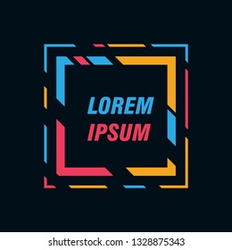 Colored frame for text message on a black background. Element for business cards, invitations, gift cards, flyers and brochures