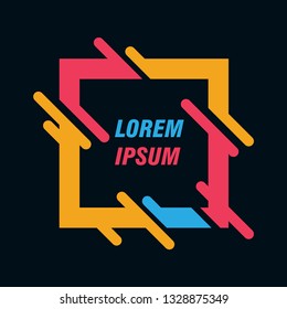 Colored frame for text message on a black background. Element for business cards, invitations, gift cards, flyers and brochures