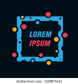 Colored frame for text message on a black background. Element for business cards, invitations, gift cards, flyers and brochures