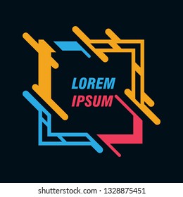 Colored frame for text message on a black background. Element for business cards, invitations, gift cards, flyers and brochures