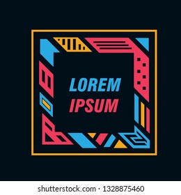 Colored frame for text message on a black background. Element for business cards, invitations, gift cards, flyers and brochures
