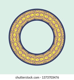 colored Frame with vector abstract Art Nouveau style on blue background
