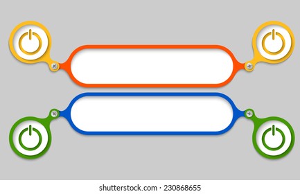 colored frames joined by a bolt and power button