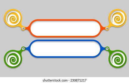 colored frames joined by a bolt and spiral