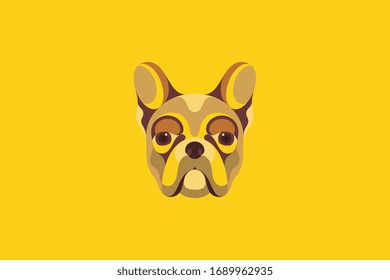 Colored Frech Bulldog vector illustration in portrait mode