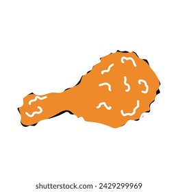 Colored fried chicken retro sketch Vector illustration